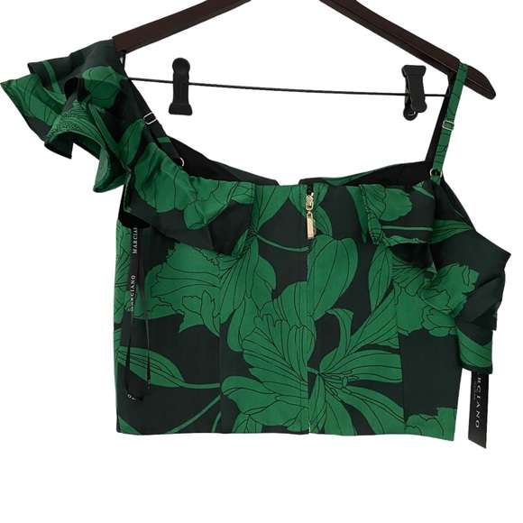 Marciano Emerald Green-Black Cold-Shoulder Crop Top - Size XS - Picture 8 of 12